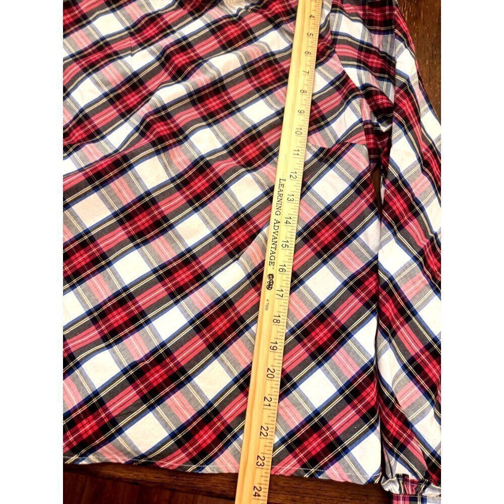 J.Crew Womens Plaid Ruffle Neck Blouse Size M Long Sleeve Holiday Plaid EUC Sz M - Picture 10 of 12